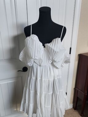 Acler Cream Shirred Mini Dress